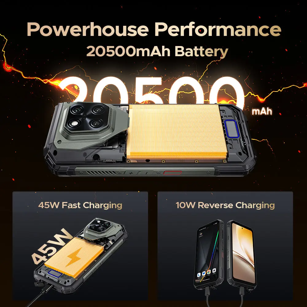 DOOGEE V Max Play 5G Rugged Android 15 Phone with 480P HD Portable Autofocus Projector - Image 3